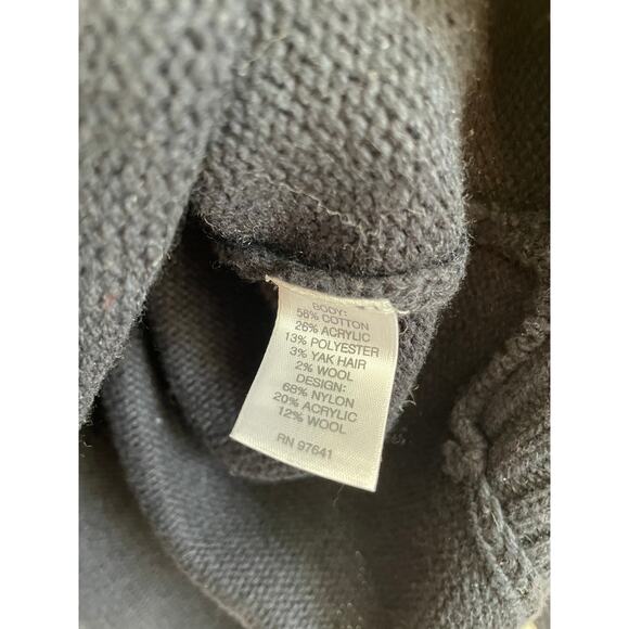 J.Jill black scottie dog sweater v-neck red yak hair wool pullover Size L - Picture 6 of 7